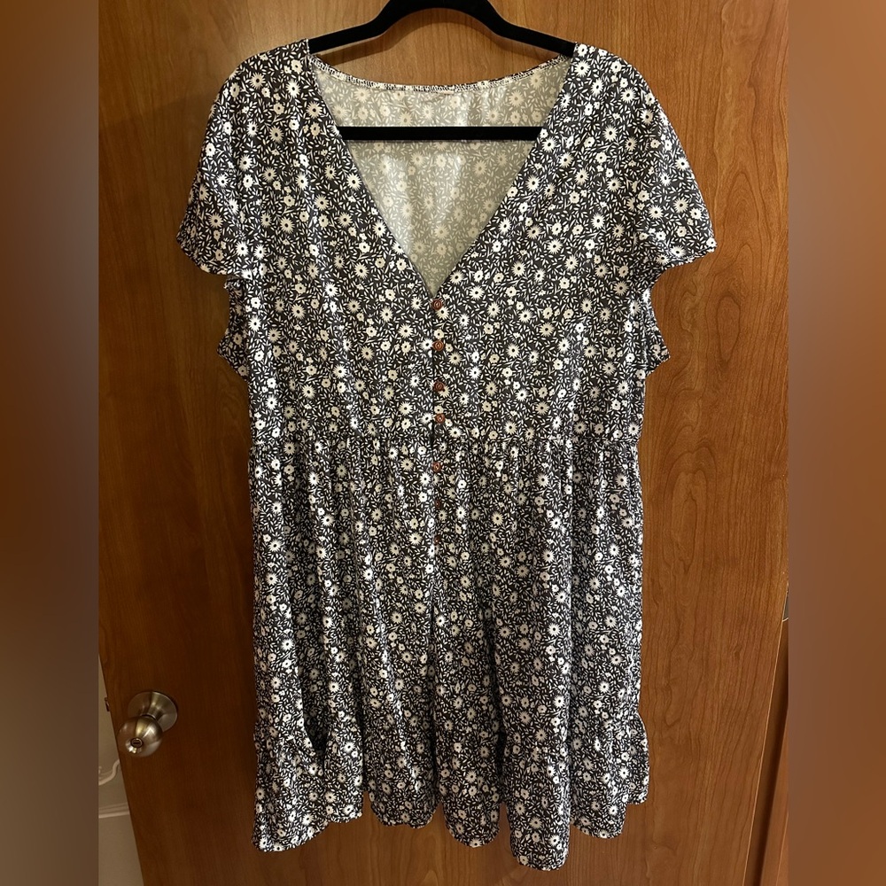 Floral Black & White Dress